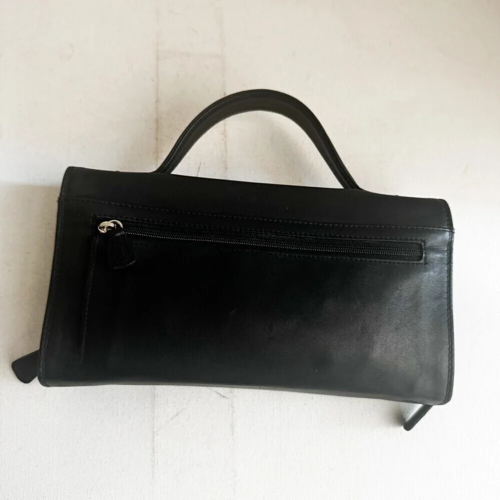 Vintage Derek Alexander Black Leather Wallet on a Strap Crossbody Bag